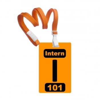 Custom Printed Numbered Orange PVC Badges + Orange 3-8" Lanyards - 10 pack